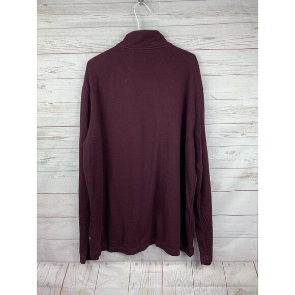 Chaps Sweater Mens XL 1/4 Zip Pullover Burgundy chevron pattern Extra Large - Picture 2 of 6